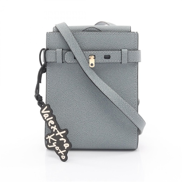 Valextra Slim B Tracollina Shoulder Crossbody Bag leather Blue Gray Used Women