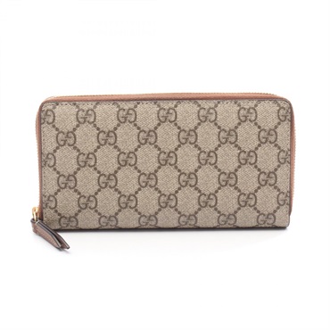 GUCCI GG Supreme Around long wallet purse 779786 PVC Beige Used Women
