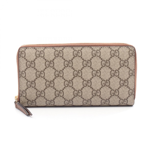 GUCCI GG Supreme Around long wallet purse 779786 PVC Beige Used Women