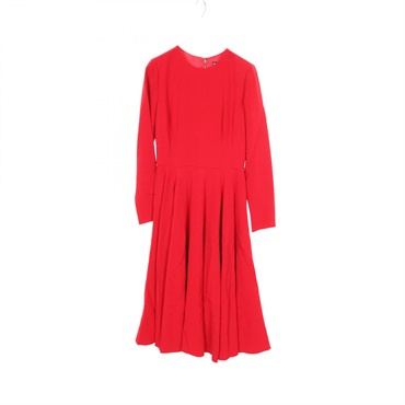 DOLCE & GABBANA pleated long sleeve Dress #40 Rayon Red Used Women