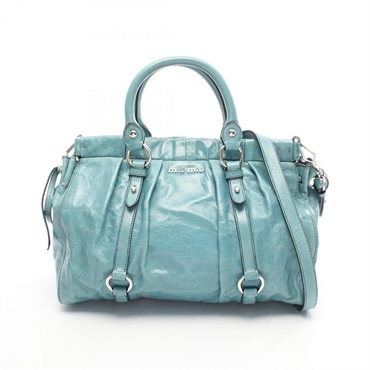 Miu Miu VITELLO LUX Shoudler Crossbody Handbag RT0383 leather Green Used Women