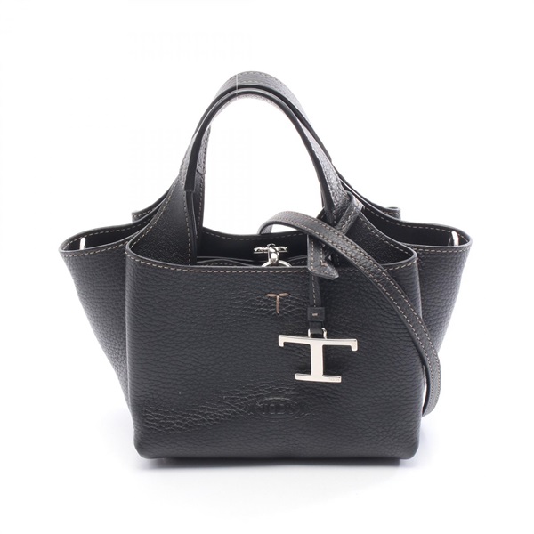 TOD'S Timeless Micro shoulder crossbody Handbag leather Black Used Women