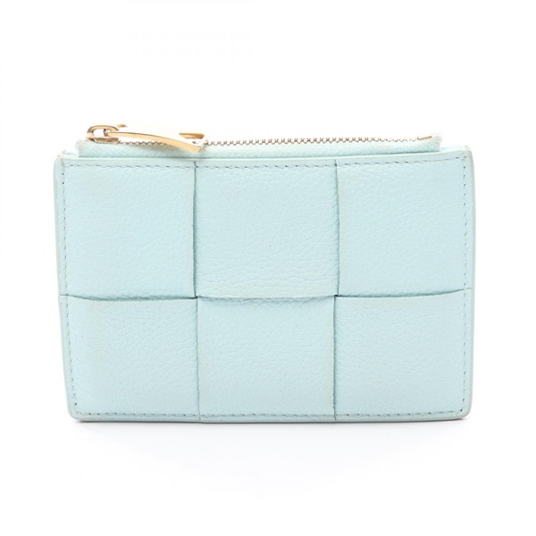 BOTTEGA VENETA Maxi Intrecciato Card Case Holder leather Blue Used Women