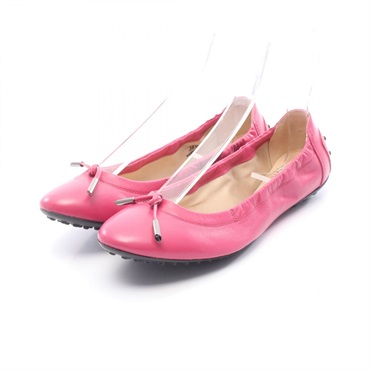 TOD'S Top Pumps Flat Shoes #38 1/2 leather Pink Used Women