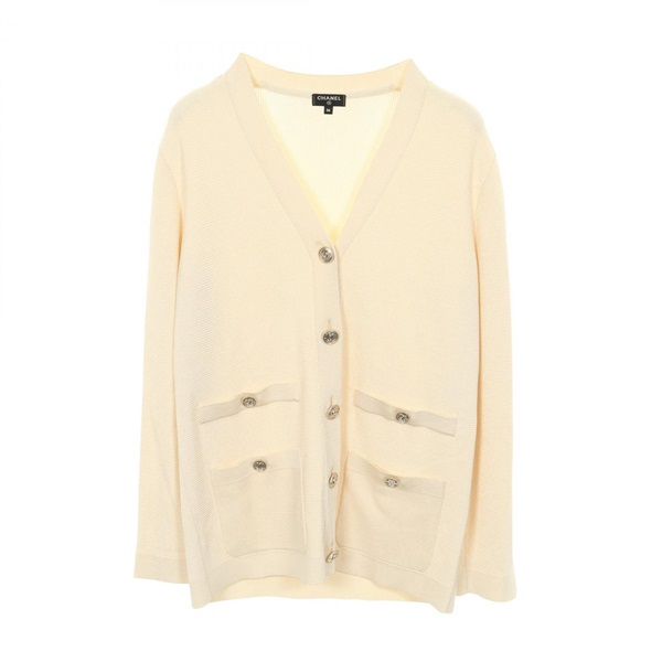 CHANEL COCO Mark Button Cardigan Viscose Beige #36 Used Women