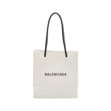BALENCIAGA Shopping tote XXS Handbag 597858 canvas leather White Black Used