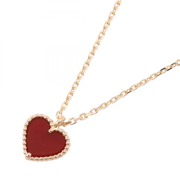 Van Cleef & Arpels Sweet Heart Pendant Carnelian Necklace 18KPG Gold Used women