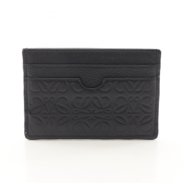 LOEWE Anagram Card Case Holder leather Black Used Women