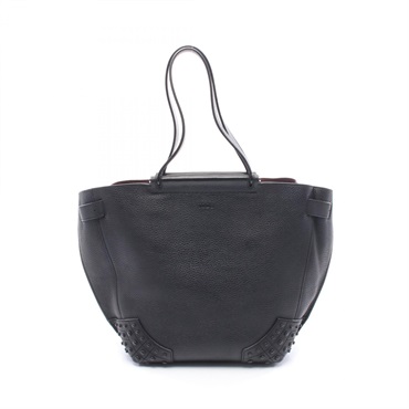 TOD'S Wave Tote hand Bag leather Black Used Women