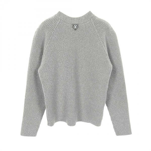 LOUIS VUITTON Logo Sweater cardigan wool Nylon Gray #XS Used Women