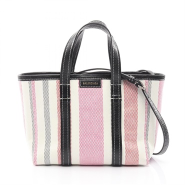 BALENCIAGA Barbez Shoulder Tote Handbag 671404 canvas White Multicolor Used