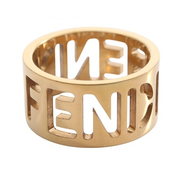 FENDI logo Ring Gold Plated Used Women US 5