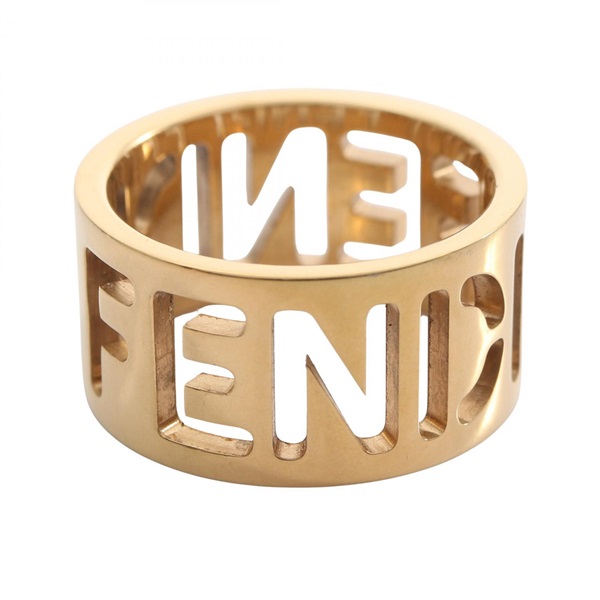 FENDI logo Ring Gold Plated Used Women US 5
