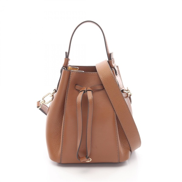 Furla MIASTELLA Bucket Mini Marmo C shoulder crossbody Handbag leather Brown