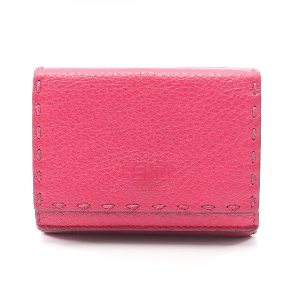 FENDI Selleria Tri-fold wallet 8M0395 leather Pink Used Women