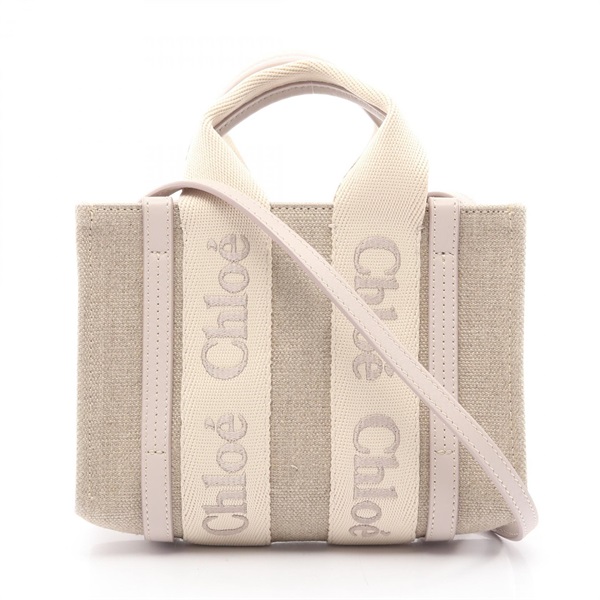 Chloe WOODY Mini Crossbody Shoulder Bag CHC24UP237L17084 canvas Beige Used Women