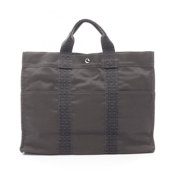 HERMES Herline MM Tote Handbag Nylon canvas Gray SHW Used unisex