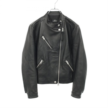 COACH Uptown Racer /Riders jacket F34021 leather Black #S Used Women