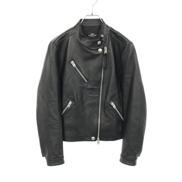 COACH Uptown Racer /Riders jacket F34021 leather Black #S Used Women