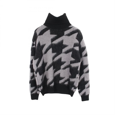 GIVENCHY Pullover Sweater knit wool Nylon/Mohair Black Gray #M Used mens