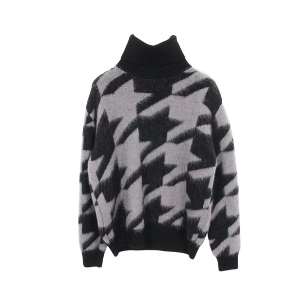 GIVENCHY Pullover Sweater knit wool Nylon/Mohair Black Gray #M Used mens