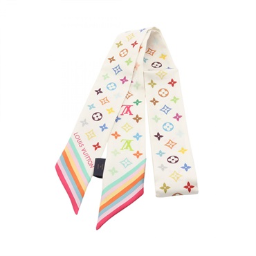 LOUIS VUITTON LV × TM Bandeau BB Monogram Scarf M94963 silk White Multi Used