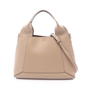 Furla GILDA L Tote shoulder crossbody Bag leather Beige Used Women