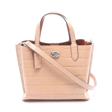 COACH WILLOW Tote 24 hand shoulder crossbody Bag C8632 leather Pink Used Women