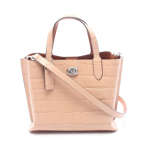 COACH WILLOW Tote 24 hand shoulder crossbody Bag C8632 leather Pink Used Women