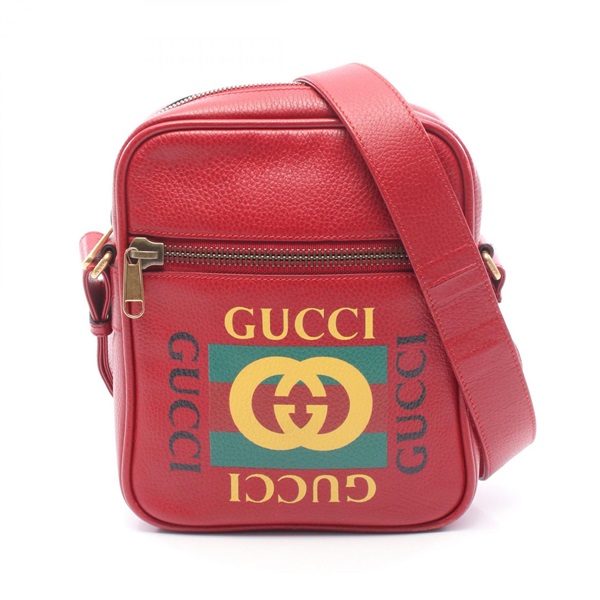 GUCCI Gucci Print logo Crossbody Shoulder Bag 523591 leather Red Used unisex