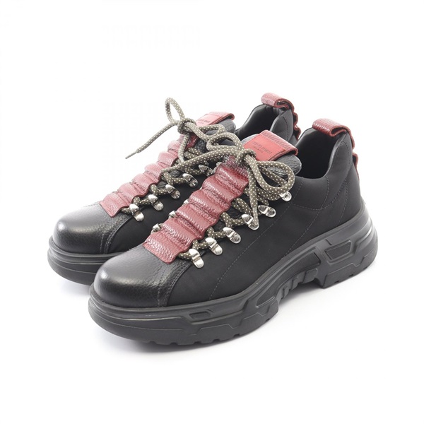 GIORGIO ARMANI Sneakers X2C666 leather Fabric Black Bordeaux #6 Used mens