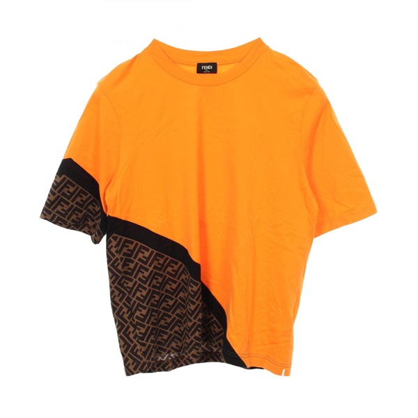FENDI Zucca Short sleeved Top T-shirt cotton Orange Brown Used Women size M