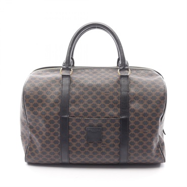 CELINE Macadam Tote Bag PVC coated canvas leather Black Brown Used Women