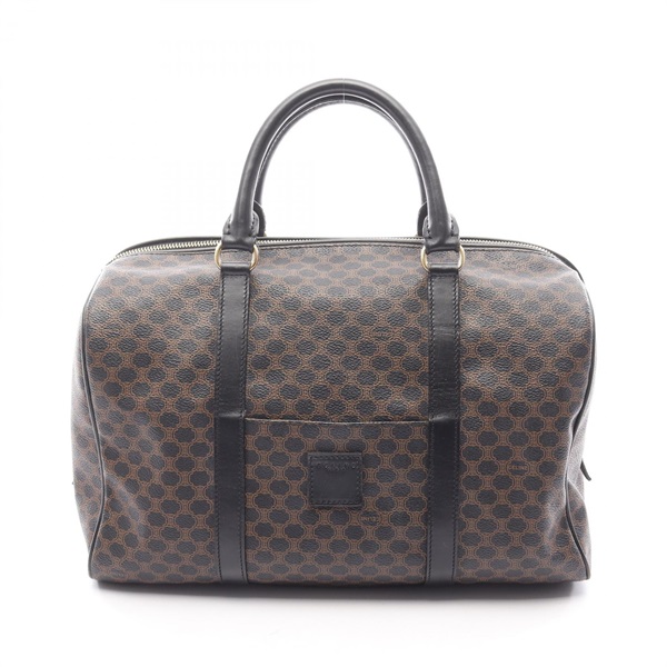 CELINE Macadam Tote Bag PVC coated canvas leather Black Brown Used Women