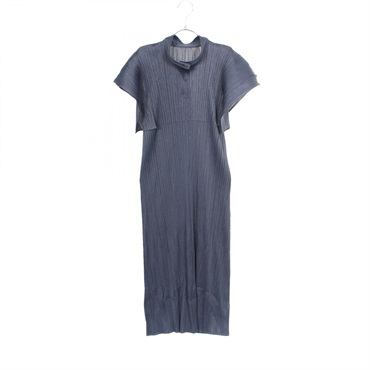 PLEATS PLEASE Pleated Dress #3 PP43JH126 polyester Navy Used Women