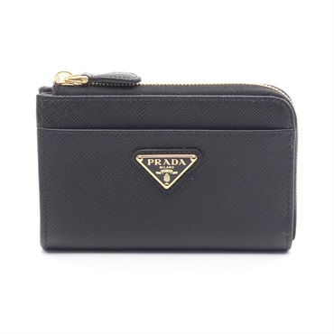PRADA SAFFIANO TRIANG Coin purse case compact wallet 1PP122 leather Black Used
