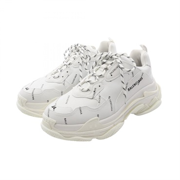 BALENCIAGA Triple S sneakers 536737 leather White Black #44 Used mens