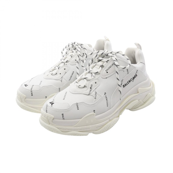 BALENCIAGA Triple S sneakers 536737 leather White Black #44 Used mens