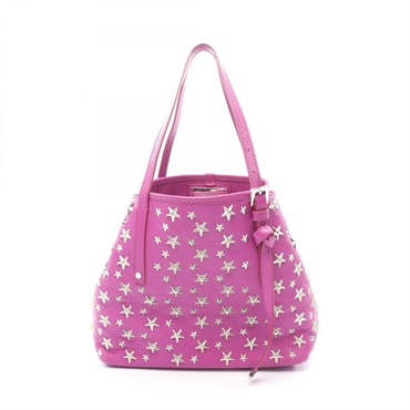 JIMMY CHOO SASHA S Tote Handbag leather Purple Star studs Used Women