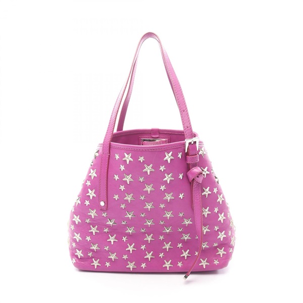 JIMMY CHOO SASHA S Tote Handbag leather Purple Star studs Used Women