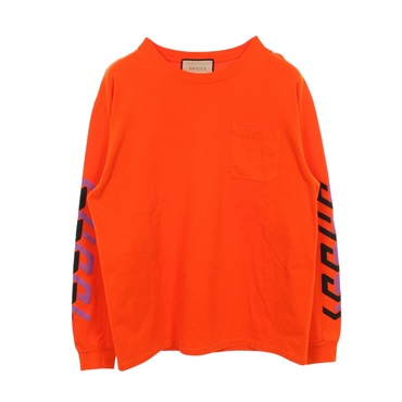 GUCCI Arm mirror print Long-sleeved Sweatshirt cotton Orange Used mens size S