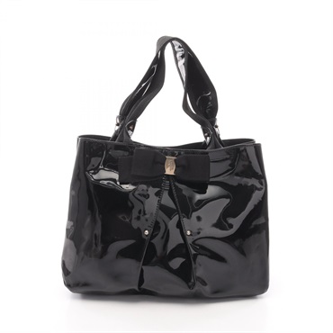 Salvatore Ferragamo Vara ribbon Tote Handbag 21 B665 Patent leather Black Used