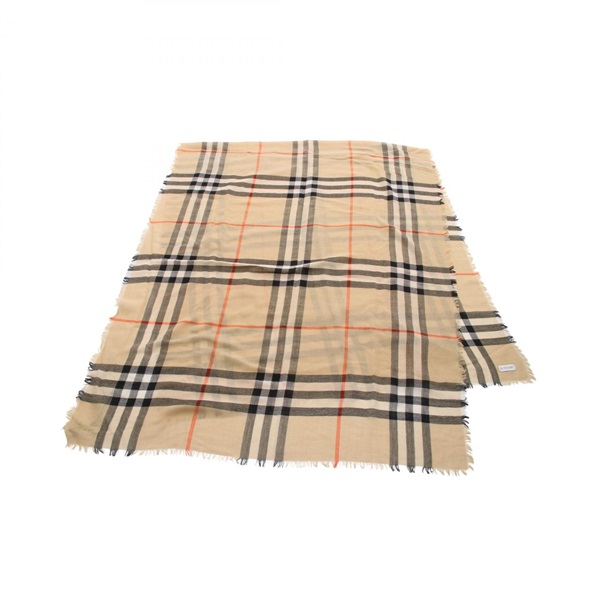 BURBERRY Stole wool Beige Black Red Used Women 202cm