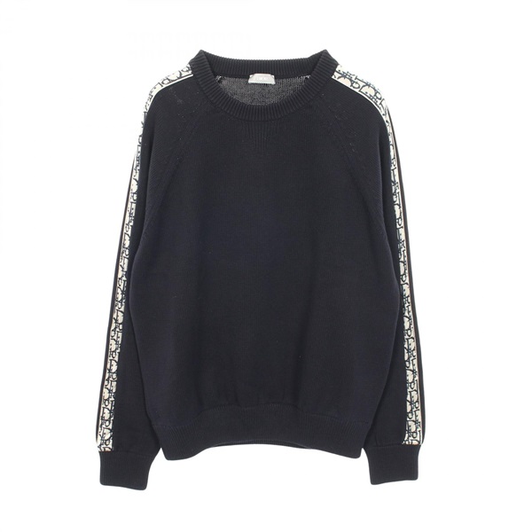 Christian Dior Oblique knit Pullover Sweater cotton Navy #L Used mens