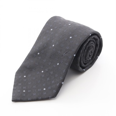 LOUIS VUITTON Monogram Business Formal Tie silk Gray Navy Used mens LV