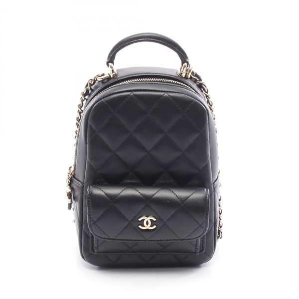 CHANEL Matelasse Chain Backpack AP3753 leather Black GHW Used Women CC