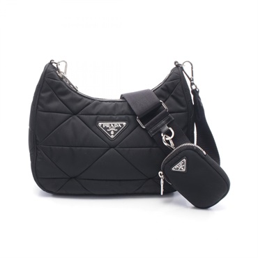 PRADA TESSUTO QUILTING Shoulder Bag 1BC151 Nylon Black Used Women