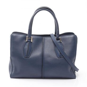 TOD'S D-styling shoulder crossbody Handbag leather Navy Used Women
