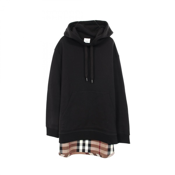 BURBERRY Nova Check Hoodie cotton Black Multicolor #S Used Women