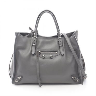 BALENCIAGA PAPIER A6 Paper Shoulder Handbag 370926 leather Gray Used Women